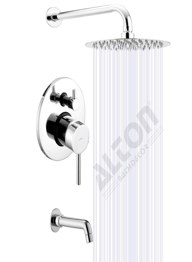 ALTON LEO13050 Brass Concealed Body High Flow Diverter Full Set With Bath Tub Spout And SS-304 Grade 8-INCH Overhead Shower, Chrome Finish - Image 1